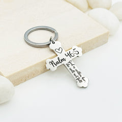 Personalized Cross Key Chain • Custom Cross Key Chain Gift