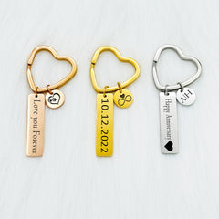 Personalized Heart Keychain • Heart Shape Keychain • Handwriting Engraving • Heart Keychain • Gift for Boyfriend, Girlfriend, Husband gift