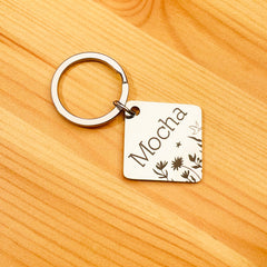 Square ID Pet Tag • Dog Tag • Handwriting Engraving • Square Keychain • Gift for Boyfriend, Girlfriend, Husband gift