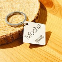 Square ID Pet Tag • Dog Tag • Handwriting Engraving • Square Keychain • Gift for Boyfriend, Girlfriend, Husband gift