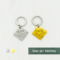 Square ID Pet Tag • Dog Tag • Handwriting Engraving • Square Keychain • Gift for Boyfriend, Girlfriend, Husband gift