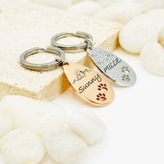 Personalized Metal ID Tag With Paw • Paw Keychain Bar Pet Id Tag • Handwriting Engraving • Dog ID Tag • Cat ID Tag • Custom Keychain