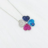 Clover Evil Eye Necklace - Evil Eye Necklace - Sterling Silver Clover Necklace - Four Leaf Flower Necklace - Gift For Women Christmas Gift