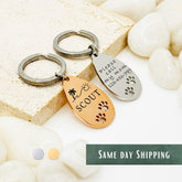 Personalized Metal ID Tag With Paw • Paw Keychain Bar Pet Id Tag • Handwriting Engraving • Dog ID Tag • Cat ID Tag • Custom Keychain