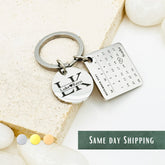 Custom Calendar Keychain For Wife and Husband • Personalized Keychain • Handwriting Engraving • Gift for Boyfriend, Girlfriend, Husband gift