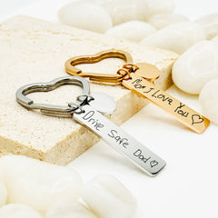 Personalized Heart Keychain • Heart Shape Keychain • Handwriting Engraving • Heart Keychain • Gift for Boyfriend, Girlfriend, Husband gift