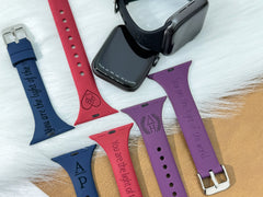 Personalized Thin Desing Silicone Watch Band • Engraved Watch Band • Compatible With Apple Watch  • Personalized Gift • Thin Design Band