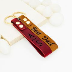 Long Custom Leather Keychain • Personalized Leather Keychain • Genuine Leather Key Chain • Custom Logo • Custom Gift, Personalized Gift