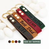 Long Custom Leather Keychain • Personalized Leather Keychain • Genuine Leather Key Chain • Custom Logo • Custom Gift, Personalized Gift