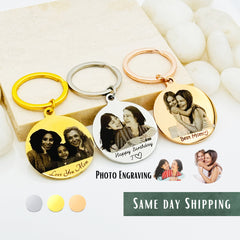 Picture Engraved Keychains • Family Picture Keychain • Personalized Keychain • Custom Gift • Gift For Mom • Gift For Friends