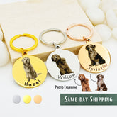 Custom Round Pet Picture Engraved Keychains • Dog Picture Keychains • Cat Keychains • Custome Engrave • Gift For Cat Mom • Gift For Dog Mom