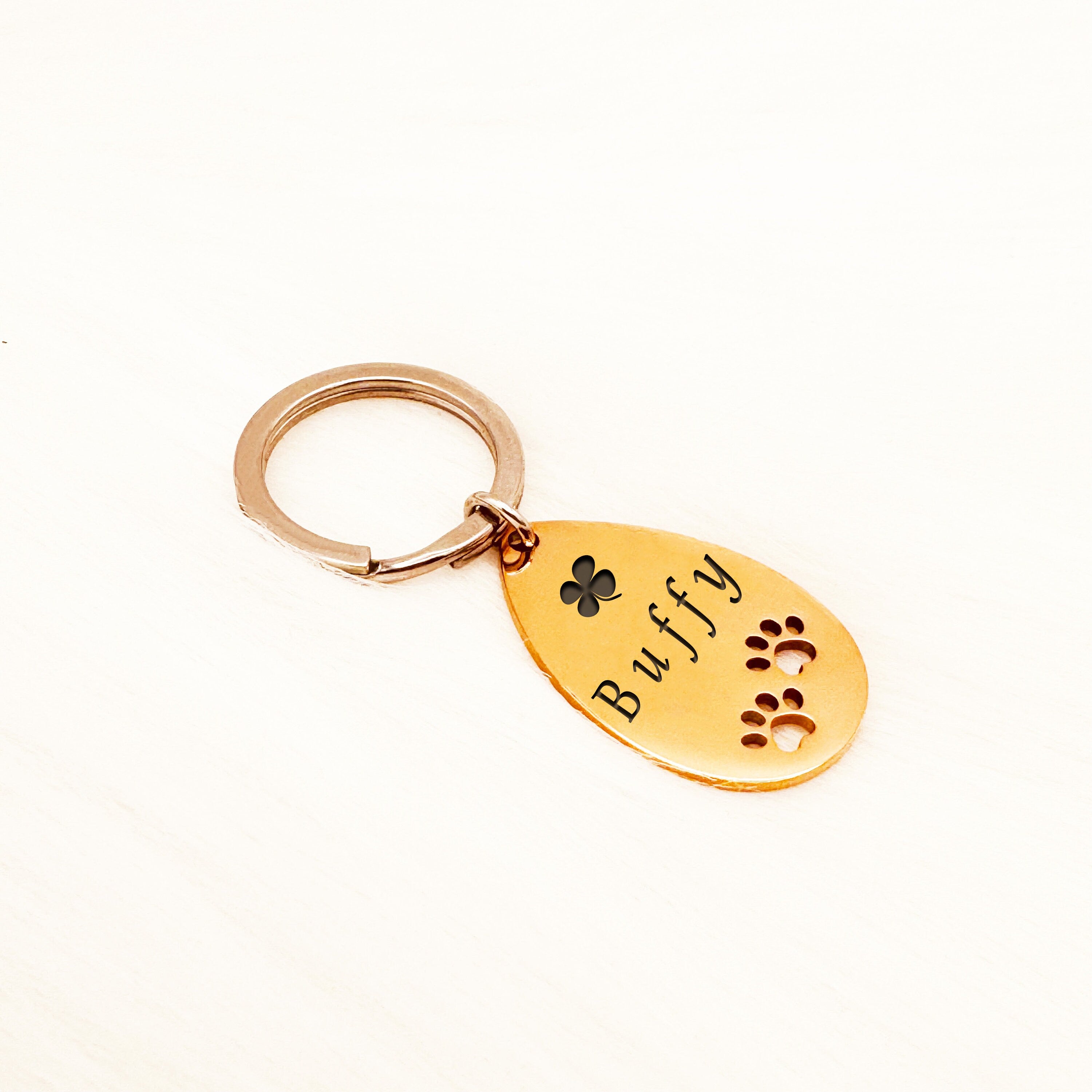 Actual Handwriting Metal ID Tag With Paw •  Paw Keychain Bar • Handwriting Engraving • Dog ID Tag • Cat ID Tag • Paw Personalized Keychain