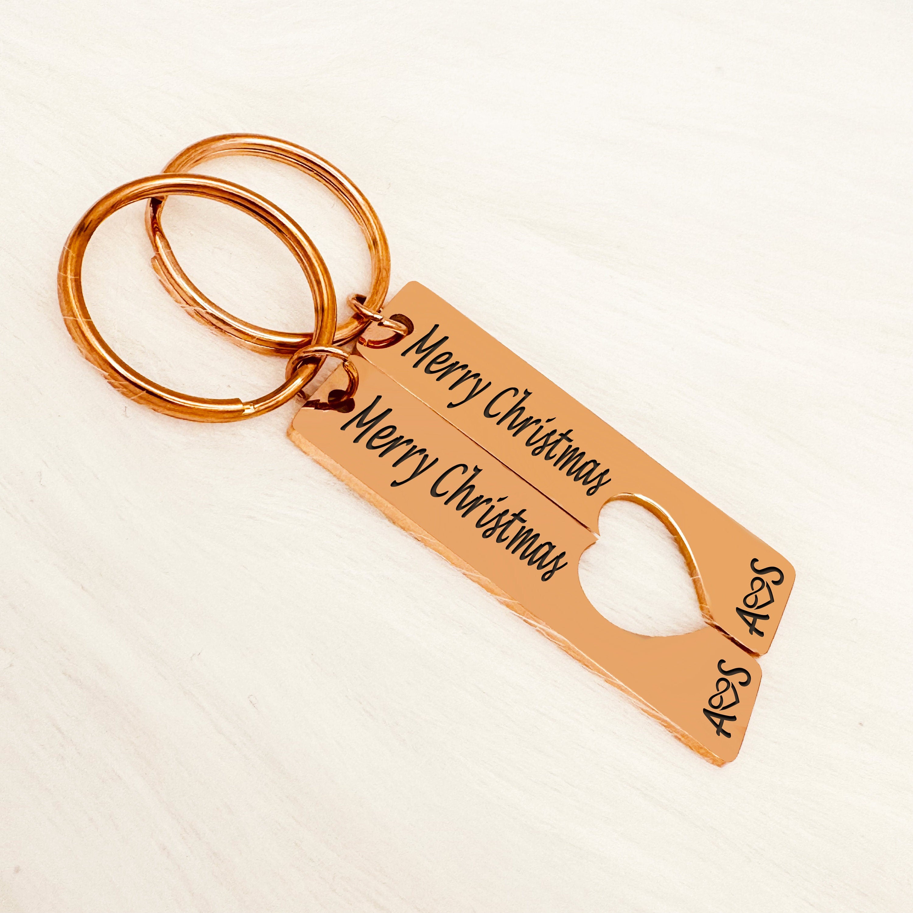 Actual Handwriting Heart Couple Keychain • Handwriting Keychain • Handwriting Engraving • Anniversary Gift, Gift for Boyfriend, Girlfriend