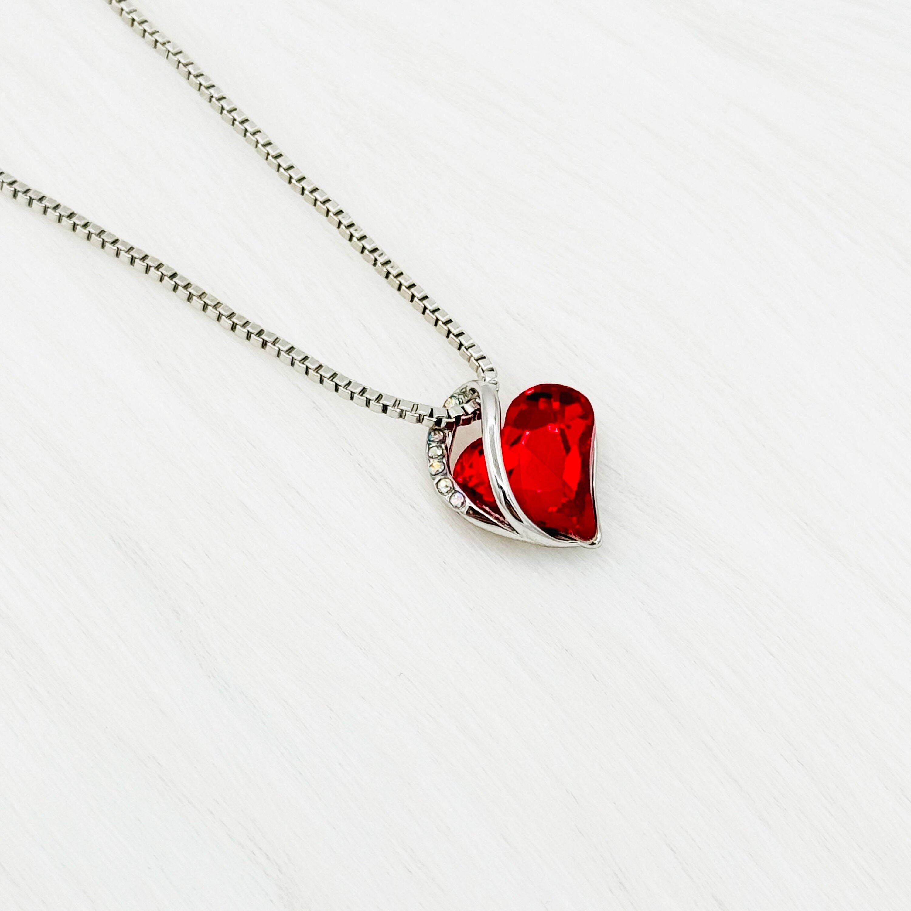 Heart Birthstone Necklace - Heart Necklace - Birthstone Necklace - Heart Pendant - Gift For Mom - Gift For Christmas