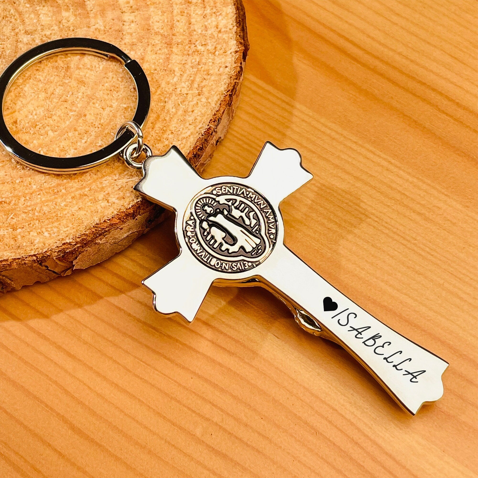 Jesus Cross Custom Keychain, Personalized Keychain, Custom Gift, Faith Keychain, Birthday Gift, Christmas Gift