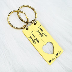 Actual Handwriting Heart Couple Keychain • Handwriting Keychain • Handwriting Engraving • Anniversary Gift, Gift for Boyfriend, Girlfriend