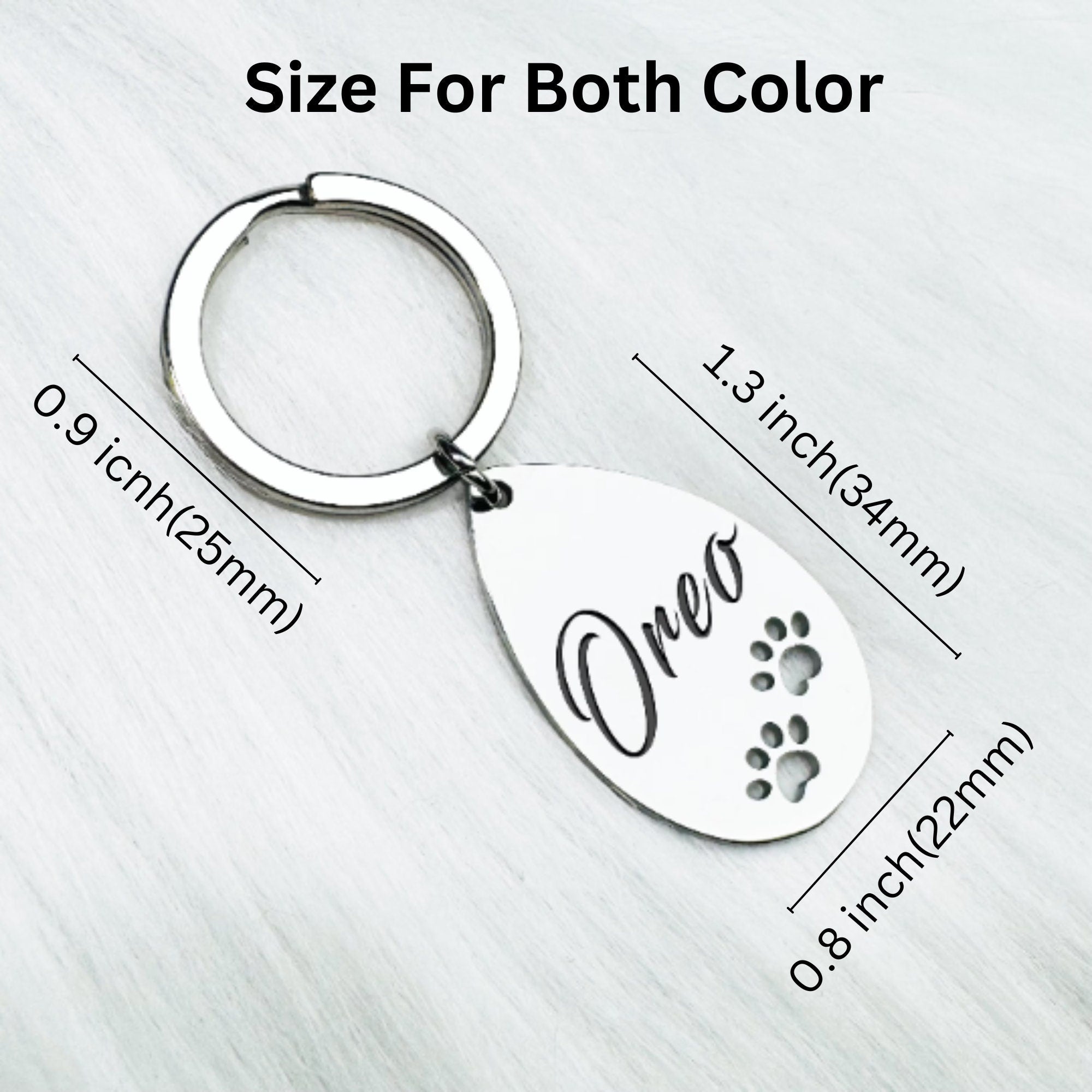 Personalized Metal ID Tag With Paw •  Paw Keychain Bar  Pet Id Tag • Handwriting Engraving • Dog ID Tag • Cat ID Tag • Custom Keychain