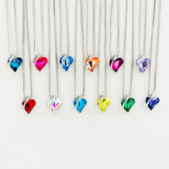 Heart Birthstone Necklace - Heart Necklace - Birthstone Necklace - Heart Pendant - Gift For Mom - Gift For Christmas