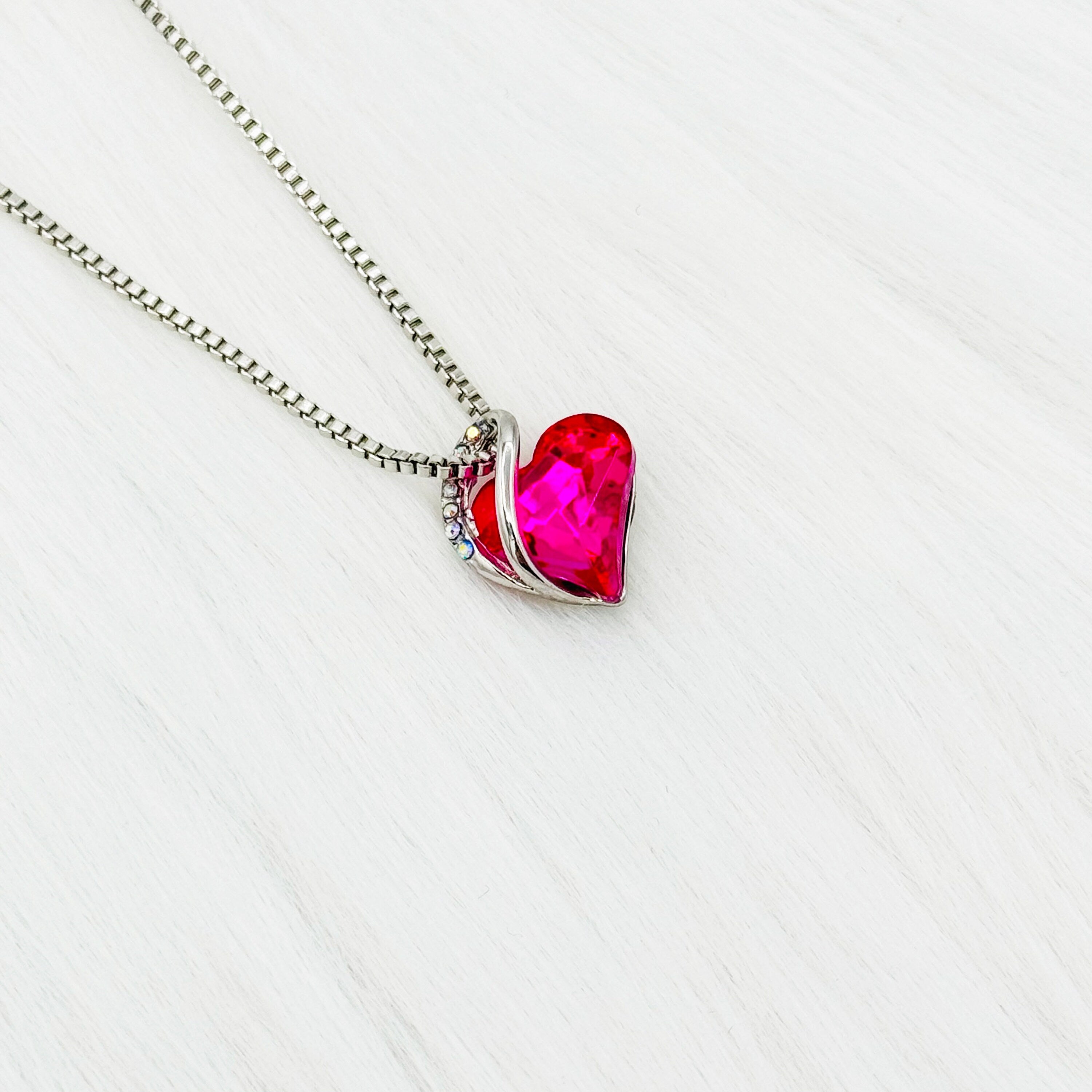 Heart Birthstone Necklace - Heart Necklace - Birthstone Necklace - Heart Pendant - Gift For Mom - Gift For Christmas