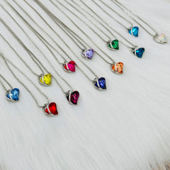 Heart Birthstone Necklace - Heart Necklace - Birthstone Necklace - Heart Pendant - Gift For Mom - Gift For Christmas