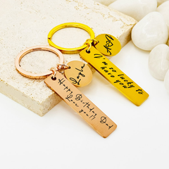 Custom Rectangle And Round Keychain • Personalized Key Chain • Custom Key Chain • Keychain Gift • Handwriting Engraving • Gift For Women