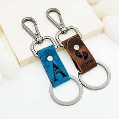 Personalized Authentic Leather Keychain, Genuine Leather Key Chain, Custom Logo And Name Key Chain, Custom Gift, Personalized Gift