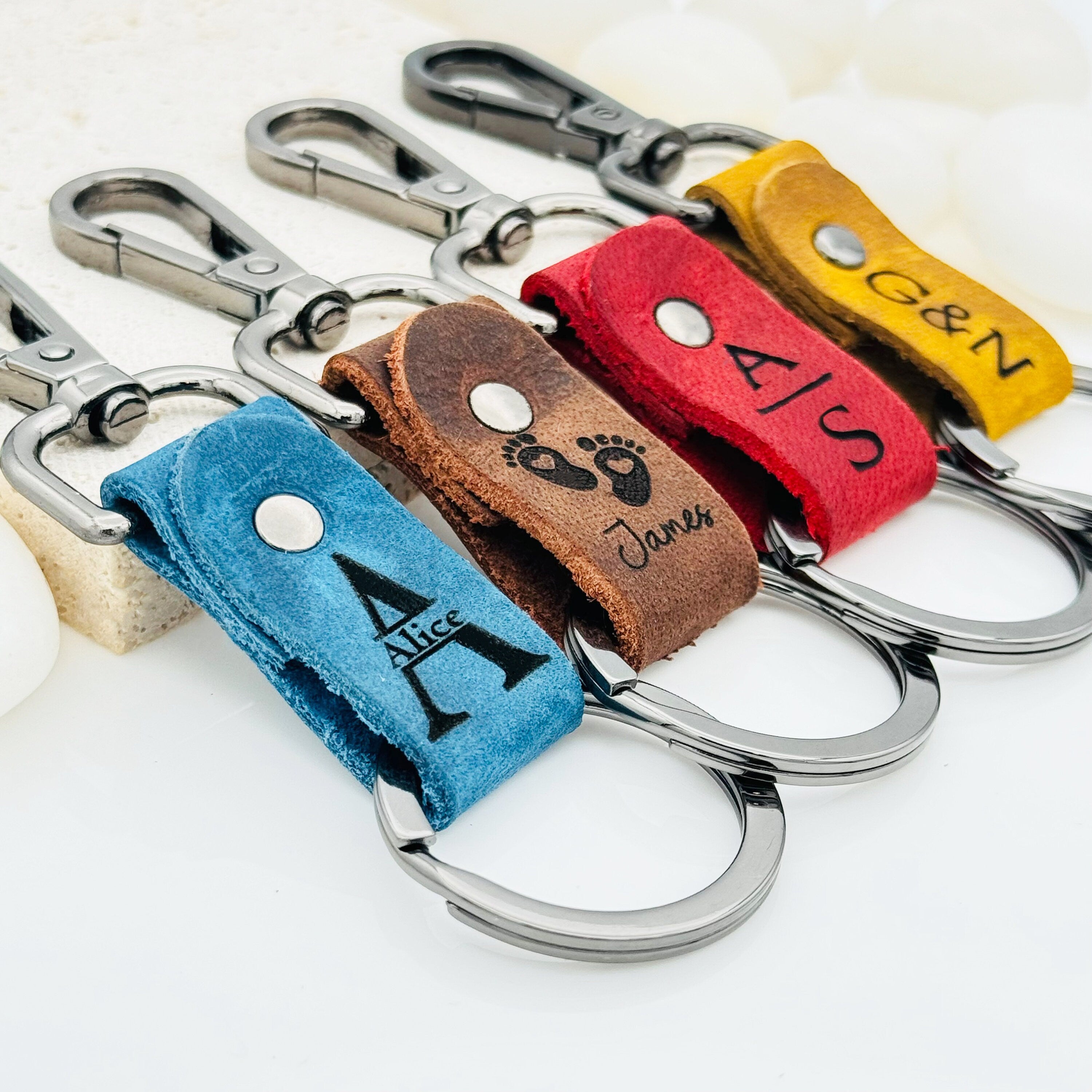 Personalized Authentic Leather Keychain • Genuine Leather Keychain • Custom Logo • Custom Gift • Personalized Gift