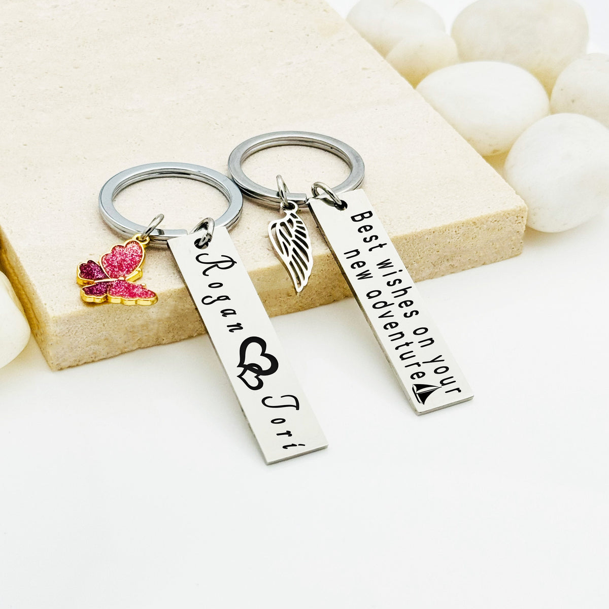 Butterfly Keychain • Personalized Key Chain • Custom Key Chain • Keychain Gift • Handwriting Engraving • Gift For Women