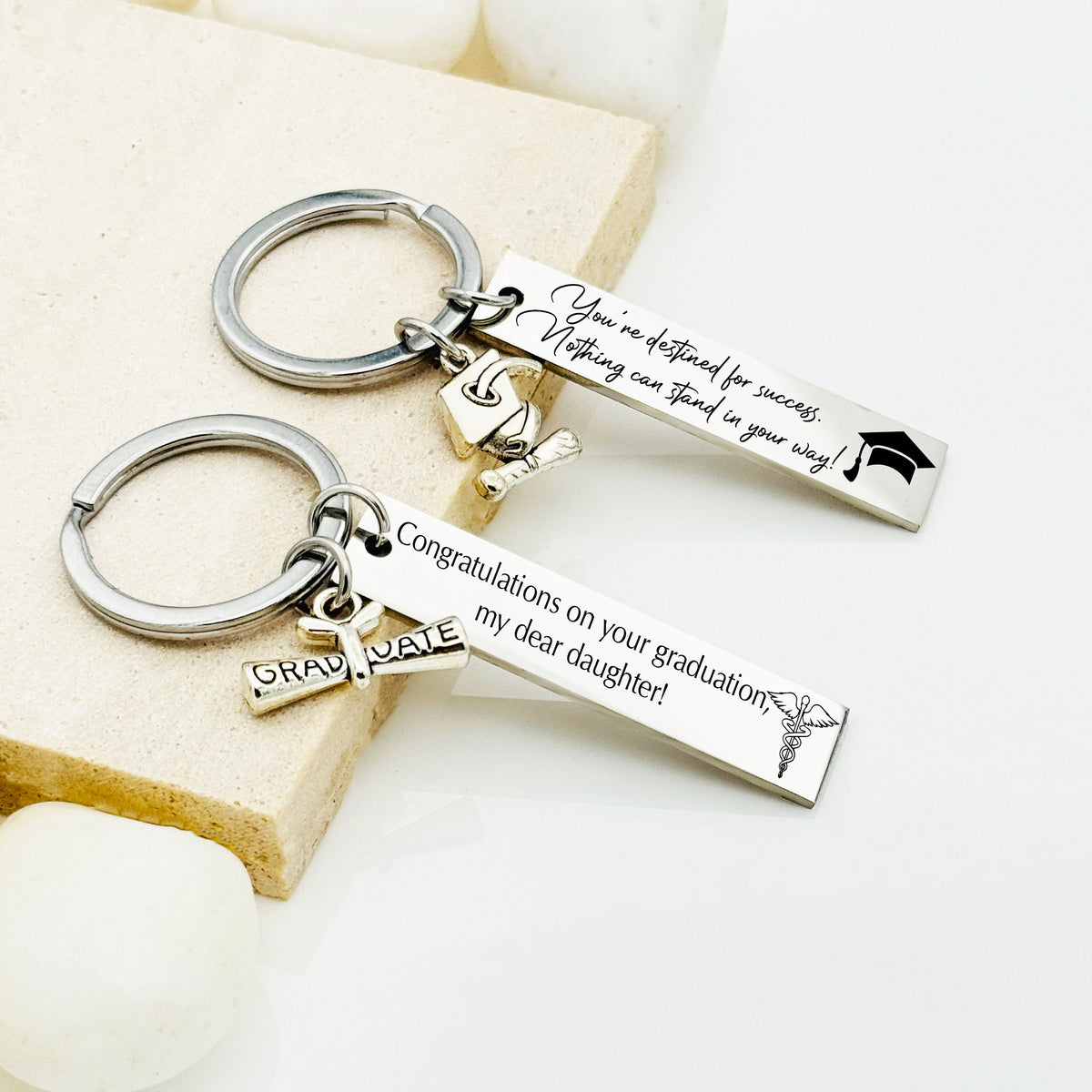 Graduation Cap Keychain • Personalized Key Chain • Custom Key Chain • Keychain Gift • Handwriting Engraving • Gift For Women