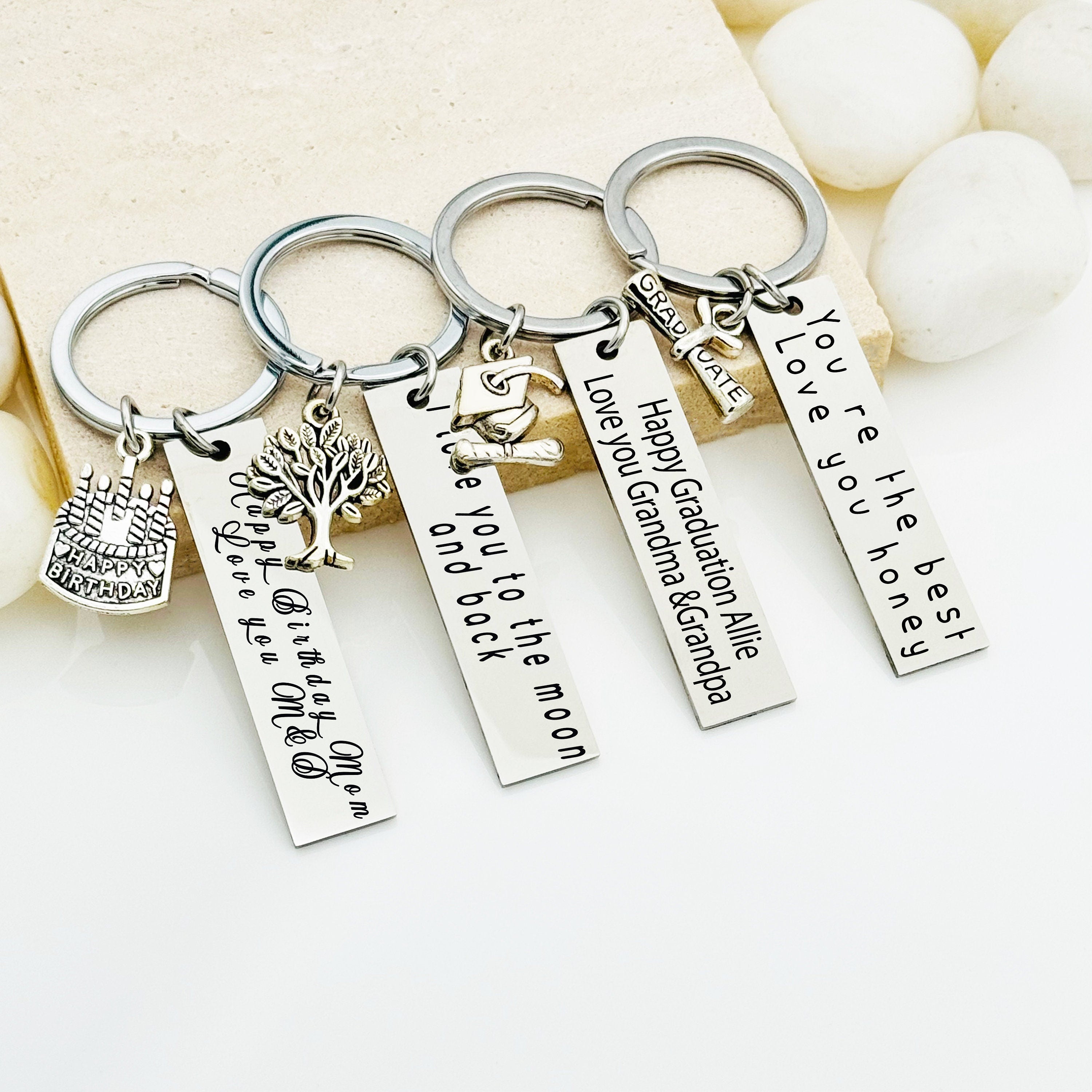 Life Tree Keychain • Personalized Key Chain • Custom Key Chain • Keychain Gift • Handwriting Engraving • Gift For Women