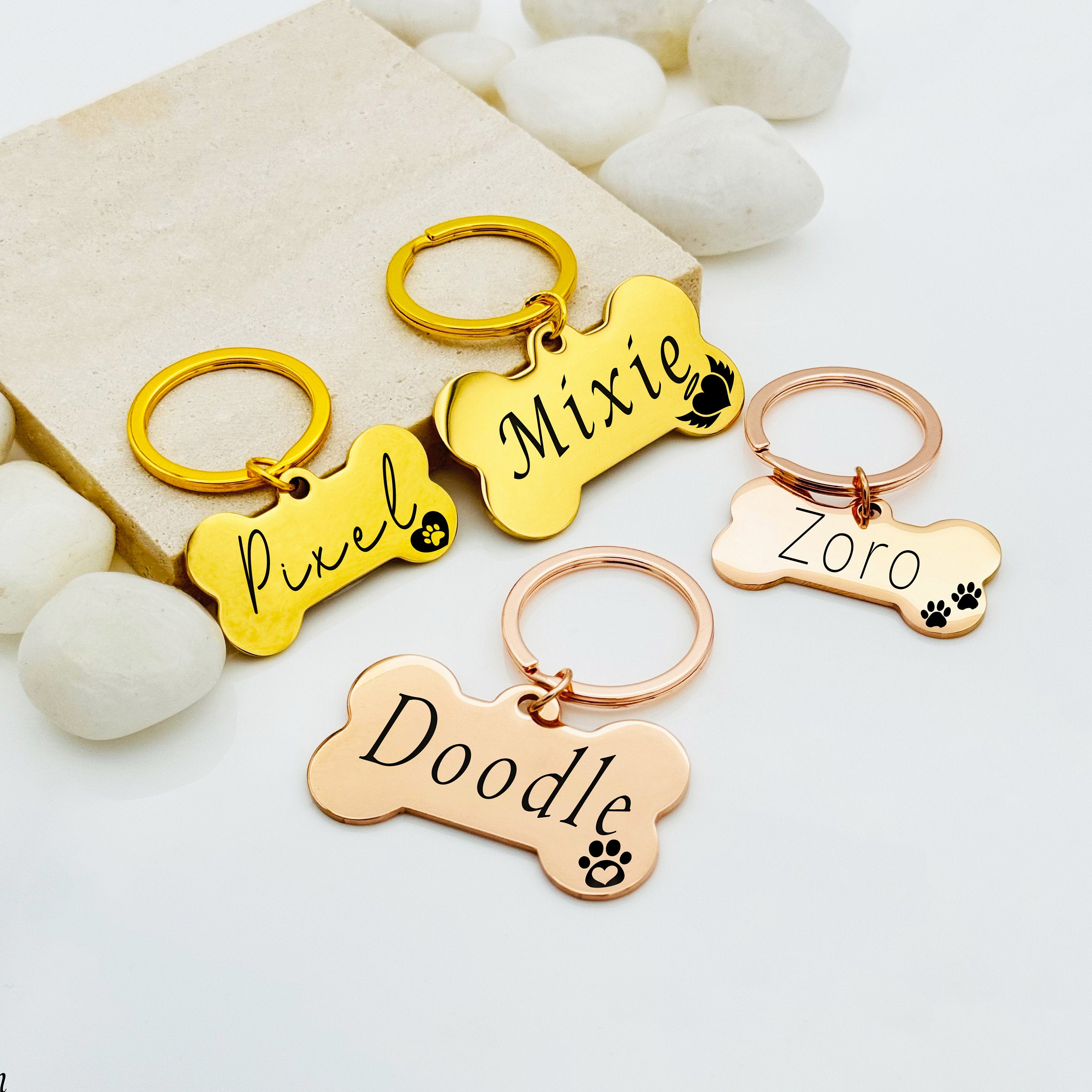 Personalized Dog ID Tag - Bone Dog Tag - Custom Dog Tag - Custom Bone Tag - Personalized Bone Tag - Pet Gift Keychain