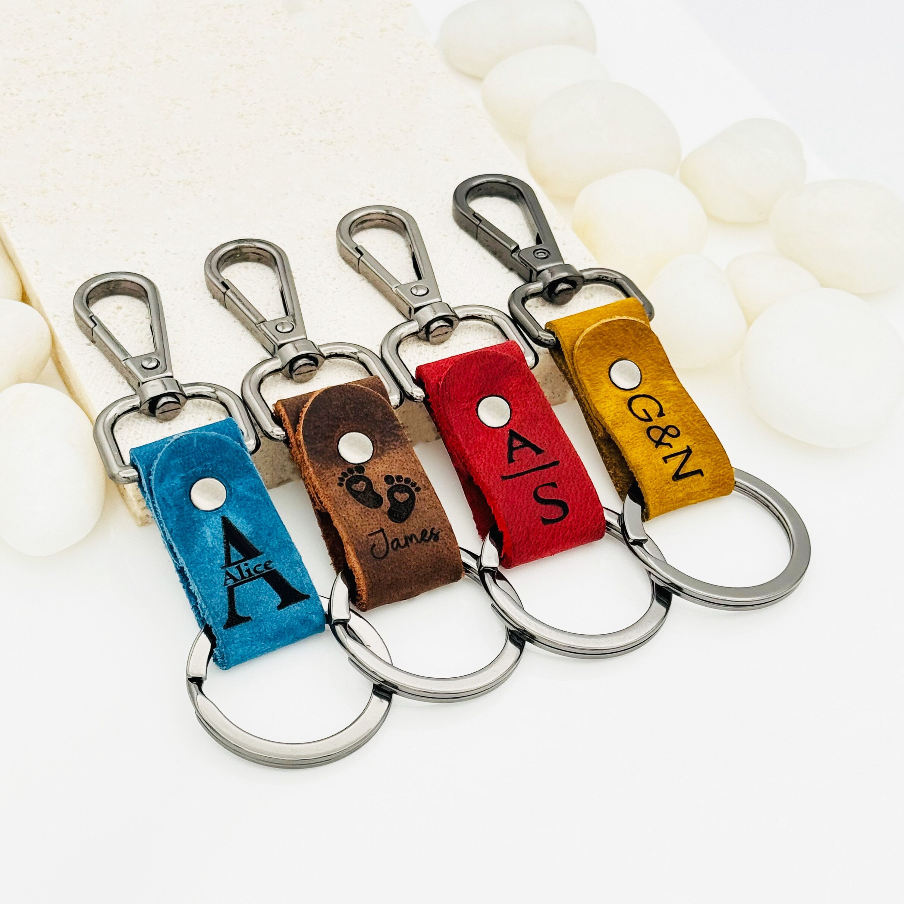 Personalized Authentic Leather Keychain • Genuine Leather Keychain • Custom Logo • Custom Gift • Personalized Gift