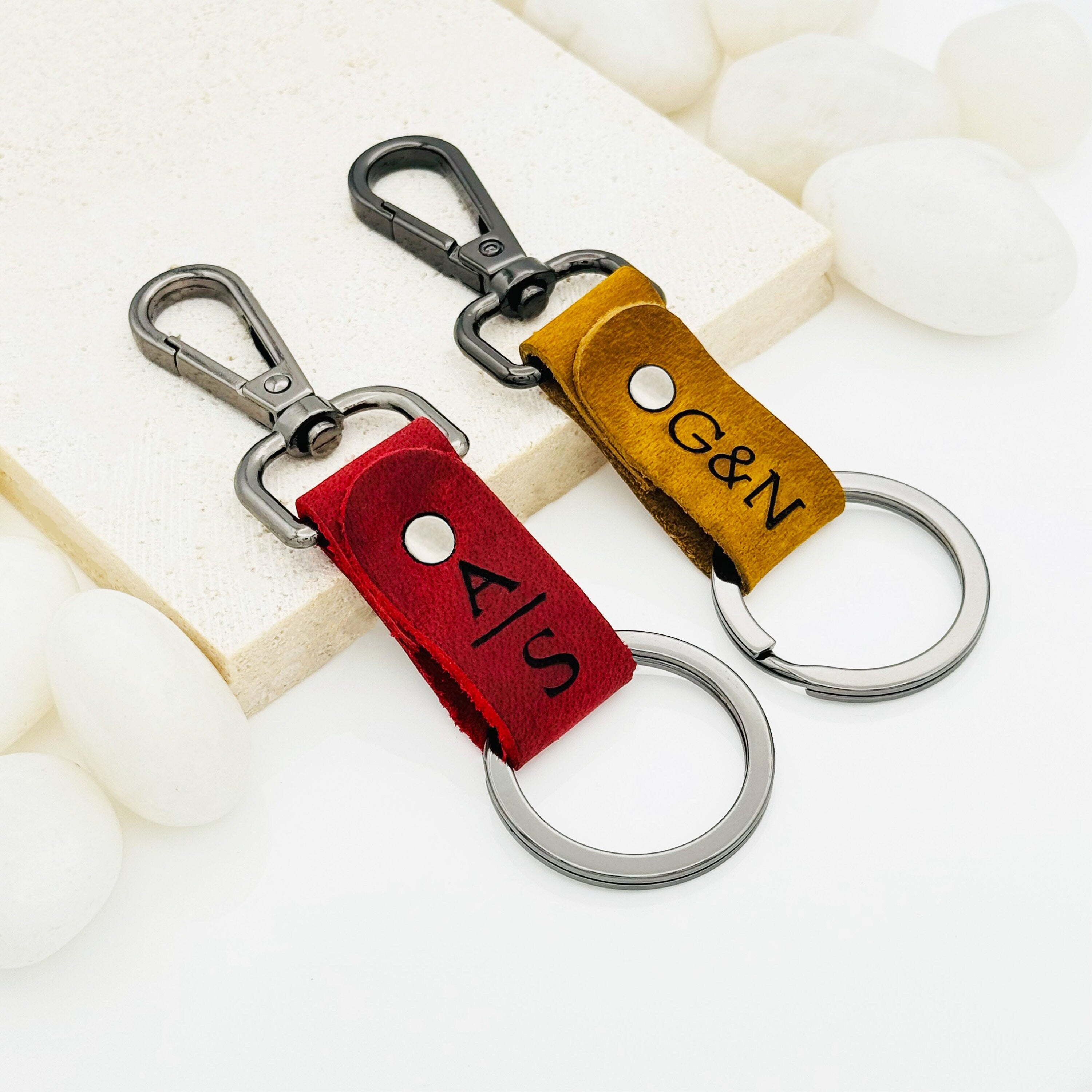 Personalized Authentic Leather Keychain • Genuine Leather Keychain • Custom Logo • Custom Gift • Personalized Gift