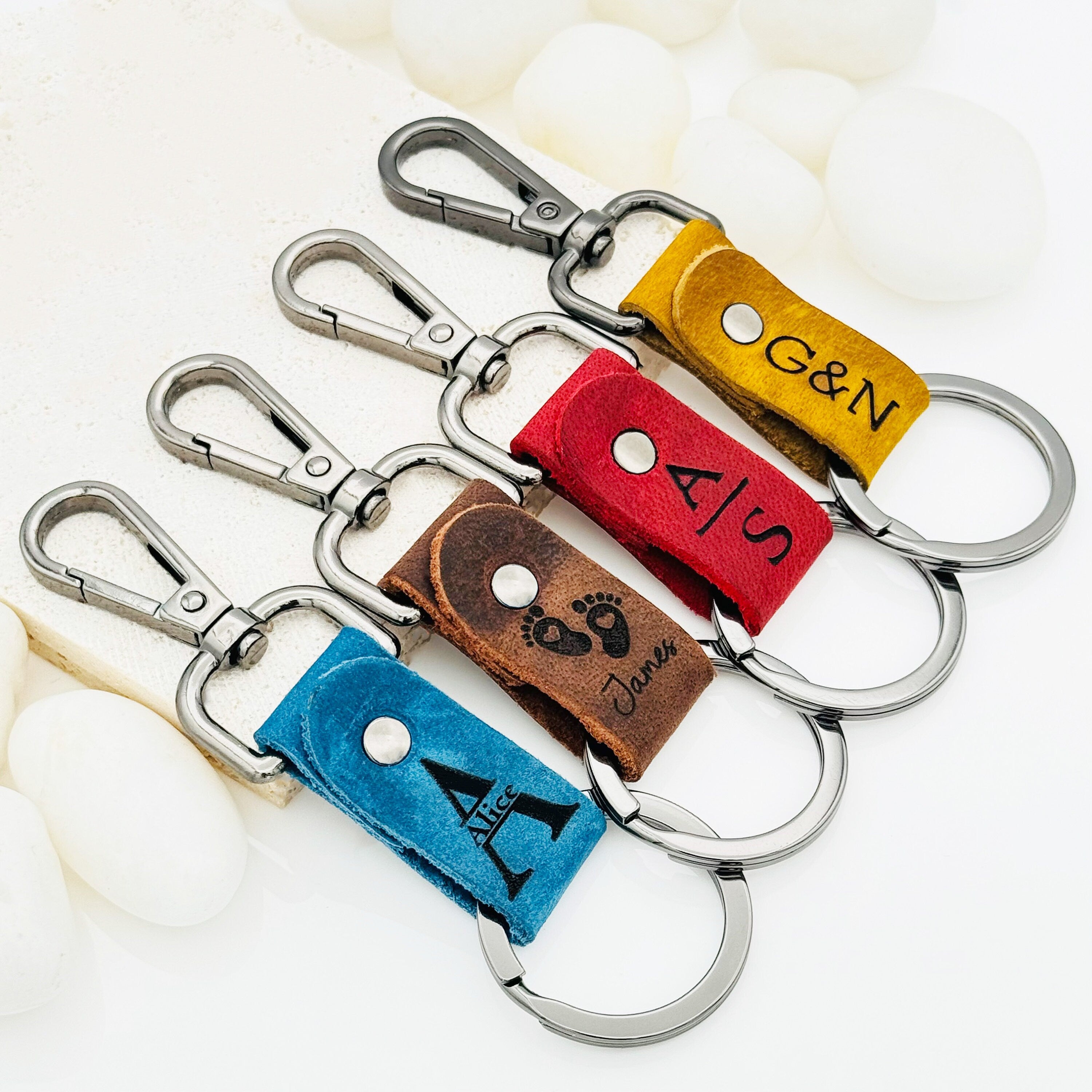 Personalized Authentic Leather Keychain • Genuine Leather Keychain • Custom Logo • Custom Gift • Personalized Gift