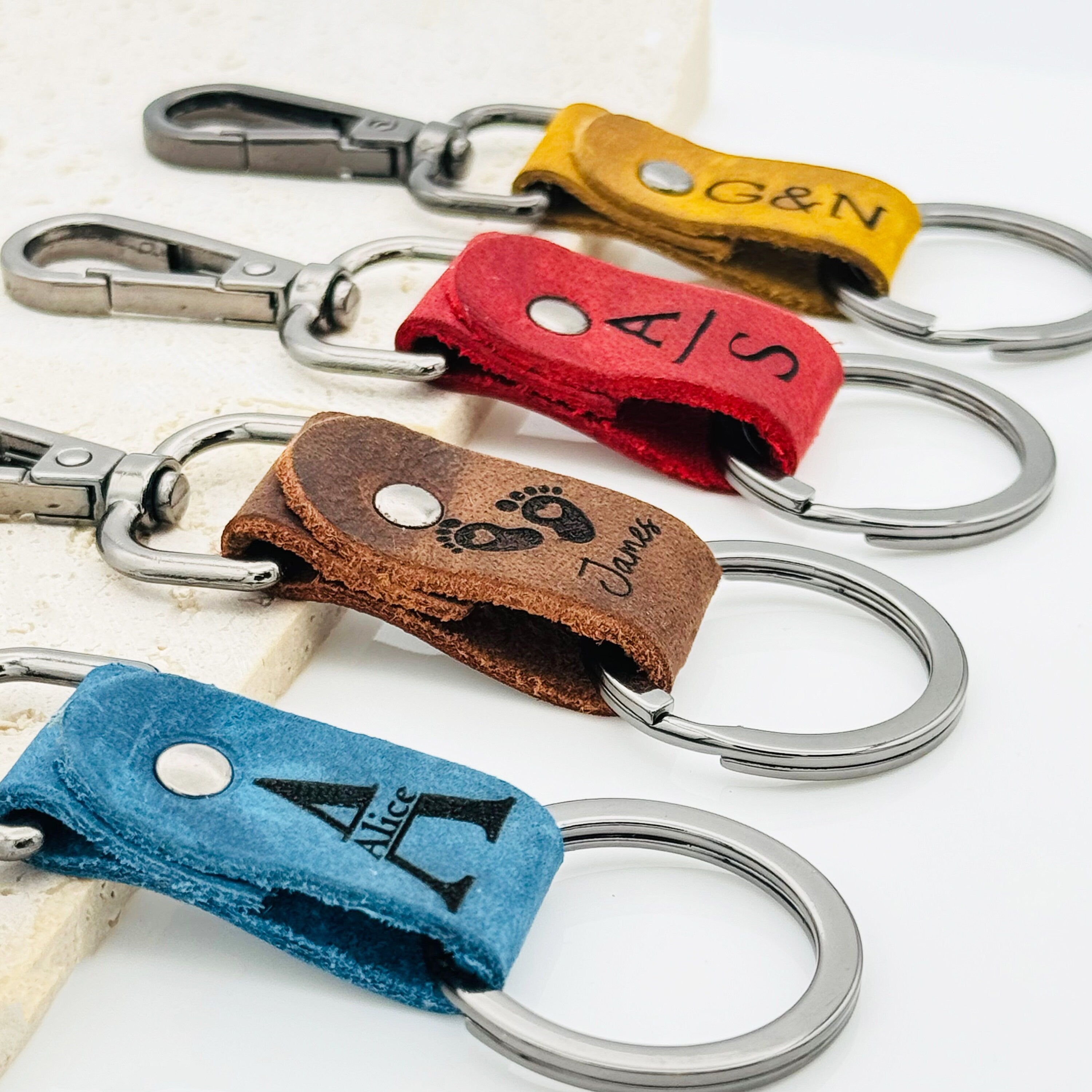 Personalized Authentic Leather Keychain • Genuine Leather Keychain • Custom Logo • Custom Gift • Personalized Gift