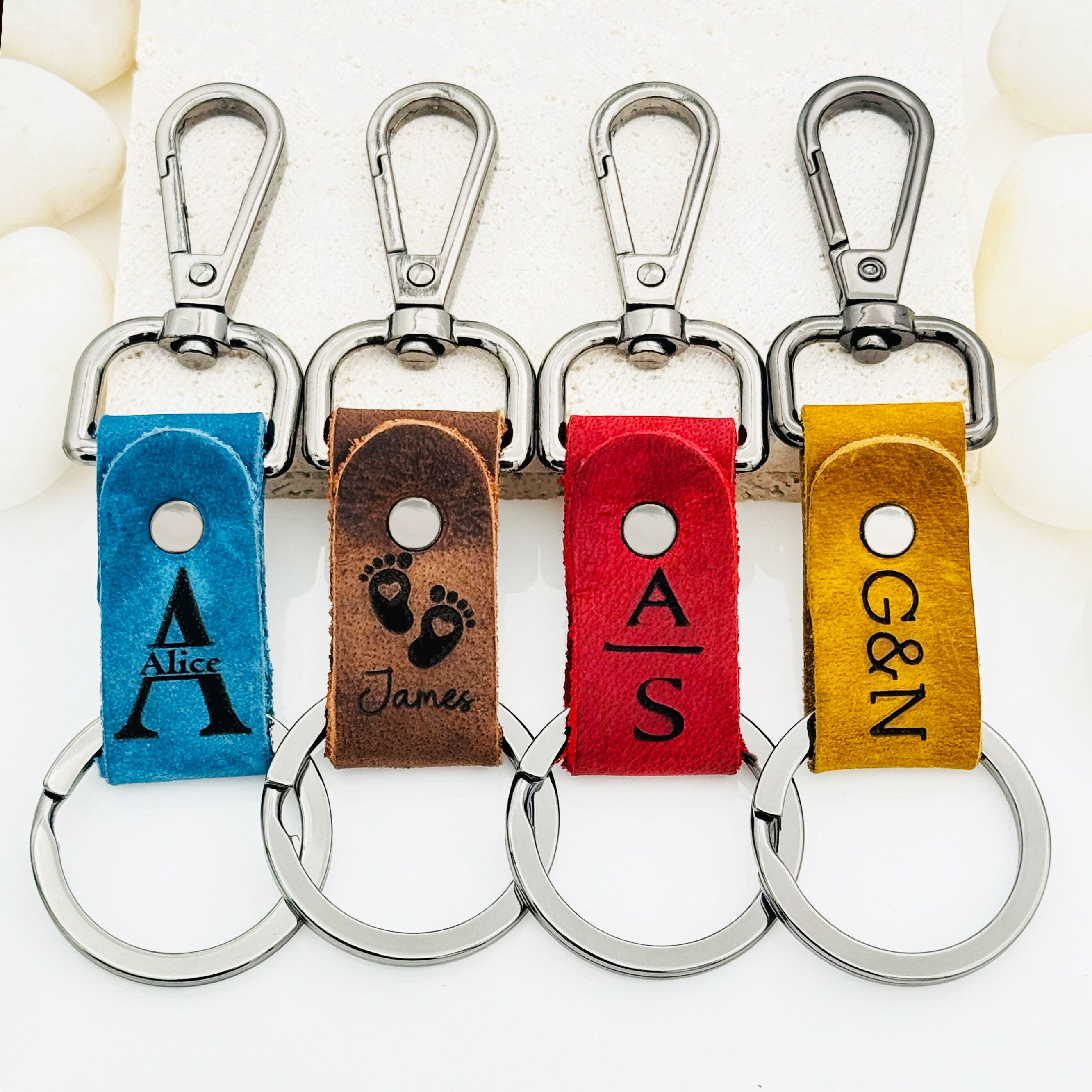 Personalized Authentic Leather Keychain • Genuine Leather Keychain • Custom Logo • Custom Gift • Personalized Gift