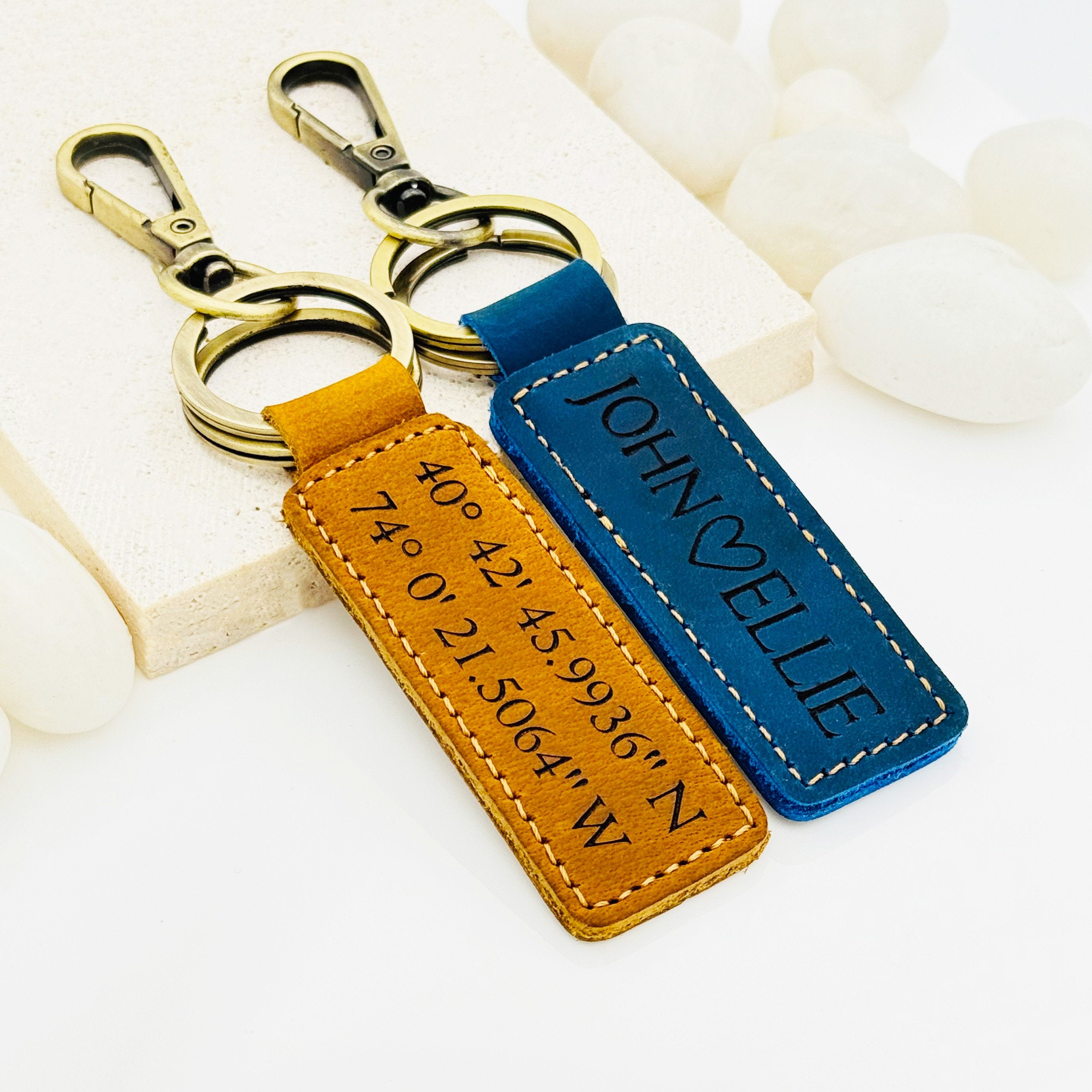 Personalized Authentic Leather Keychain • Genuine Leather Key Chain • Custom Logo • Custom Gift, Personalized Gift