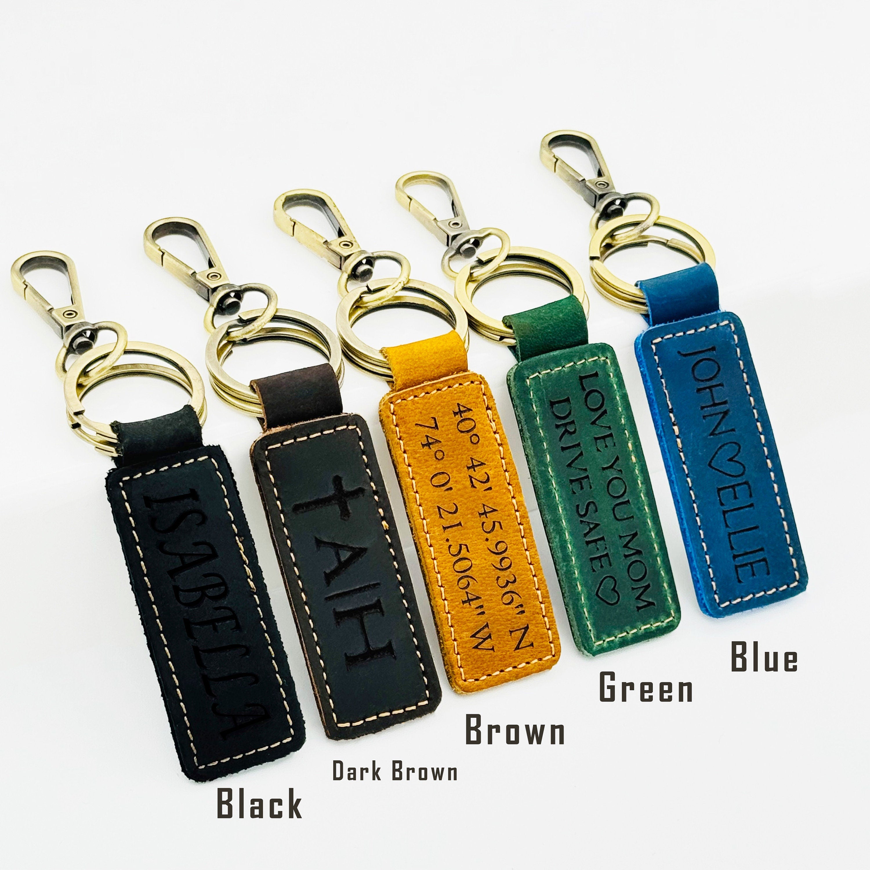 Personalized Authentic Leather Keychain • Genuine Leather Key Chain • Custom Logo • Custom Gift, Personalized Gift