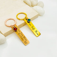 Personalized Birthstone Keychain • Birthstone Keychain • Handwriting Engraving • Custom Keychain • Gift for Boyfriend • Girlfriend