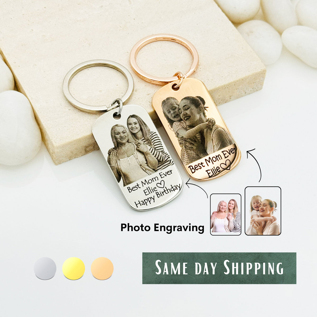 Personalized Photo Engrave Keychain, Portrait Engraved Keychain, Custom Keychain, Personalized Photo Keychain, Personalized Gift for Mom