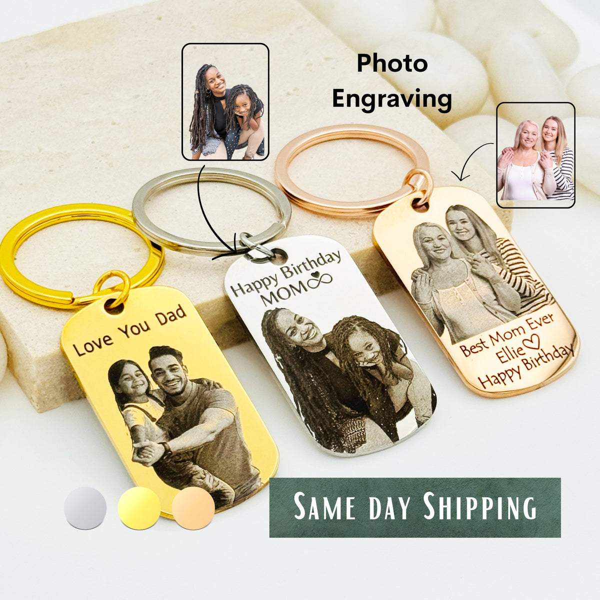 Personalized Photo Engrave Keychain, Portrait Engraved Keychain, Custom Keychain, Personalized Photo Keychain, Personalized Gift for Mom