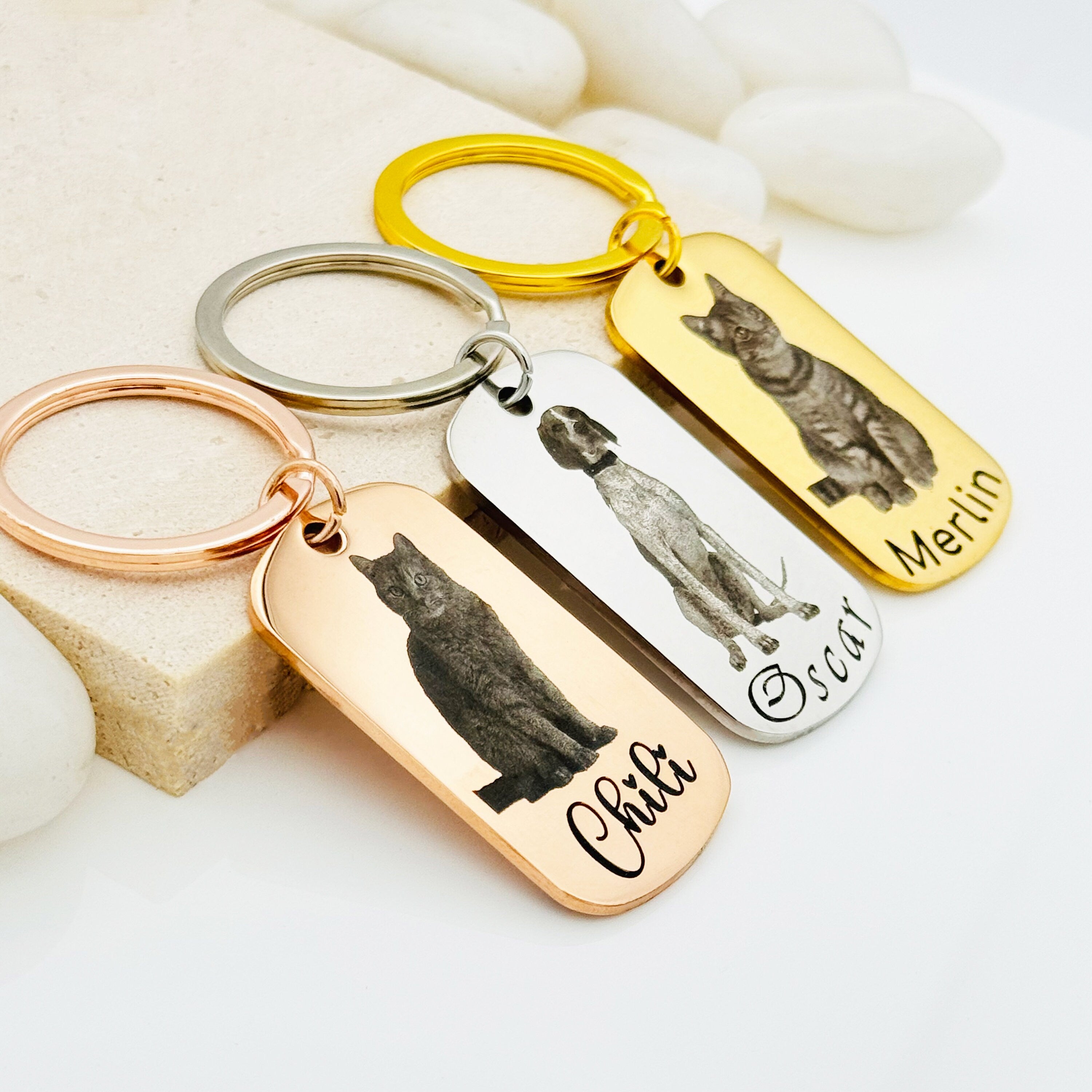 Personalized Picture Engraved Keychains • Dog Picture Keychains • Cat Keychains • Animal Picture Engrave • Gift For Cat Mom • Gift For Mom