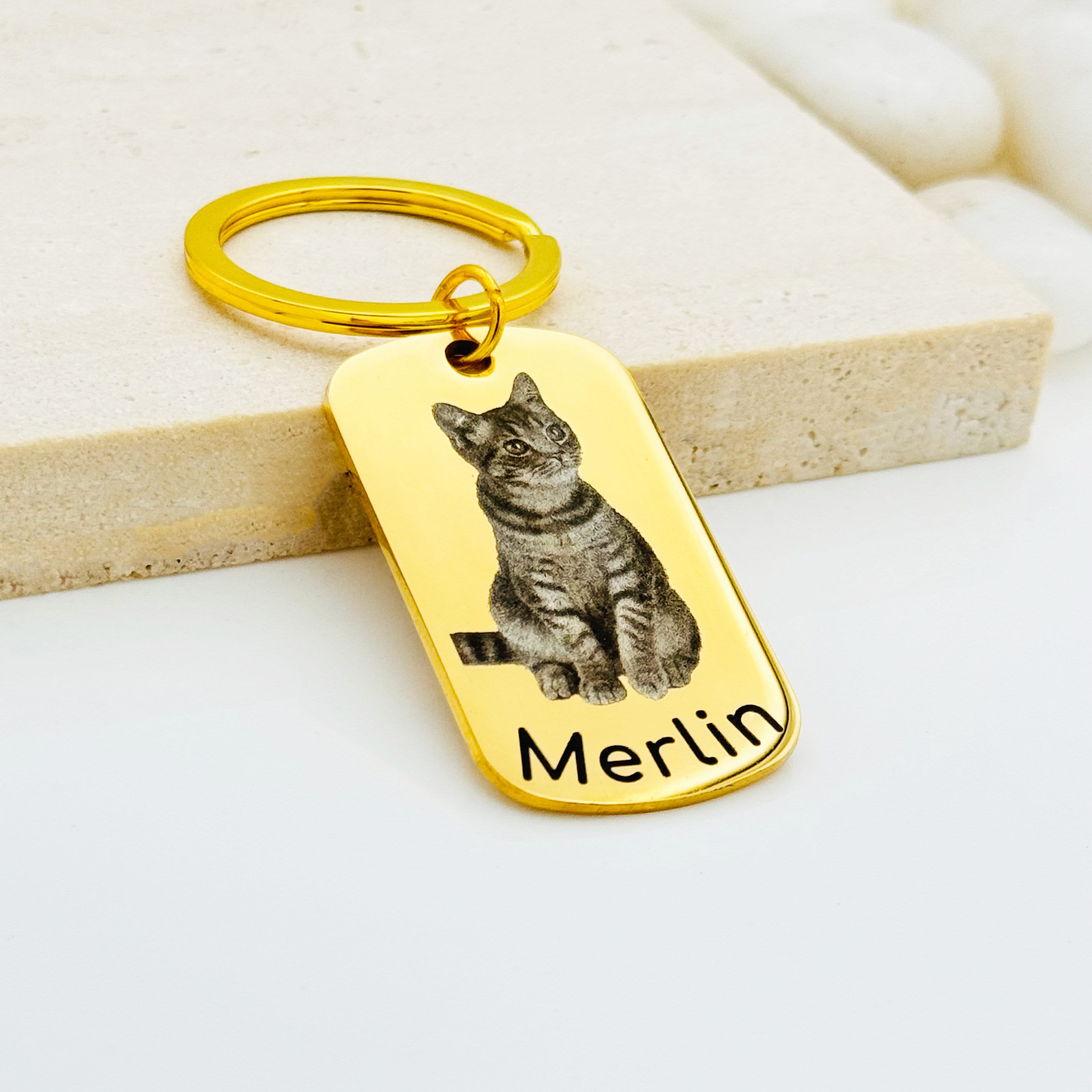 Personalized Picture Engraved Keychains • Dog Picture Keychains • Cat Keychains • Animal Picture Engrave • Gift For Cat Mom • Gift For Mom