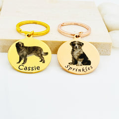 Round Custom Picture Keychain • Pet Picture Keychain • Dog Picture Keychains • Cat Keychains • Custom Engrave