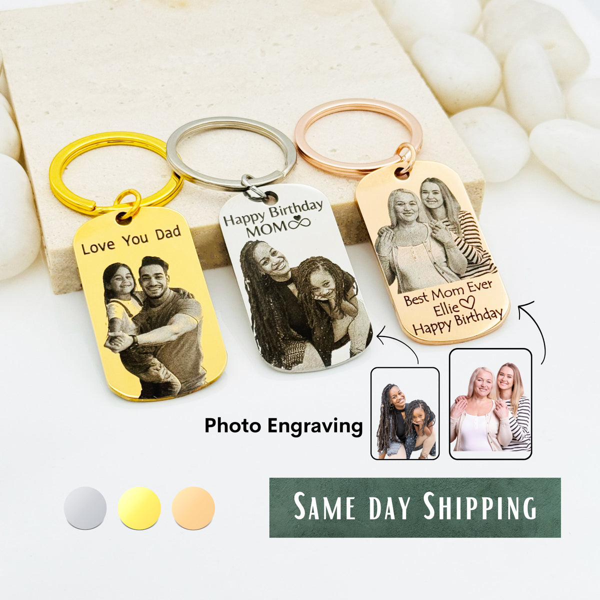 Personalized Photo Engrave Keychain, Handmade Keychain,  Custom Keychain, Personalized Photo Keychain, Personalized Gift for Mom