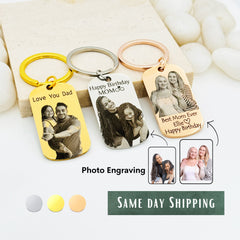 Personalized Photo Engrave Keychain, Handmade Keychain,  Custom Keychain, Personalized Photo Keychain, Personalized Gift for Mom