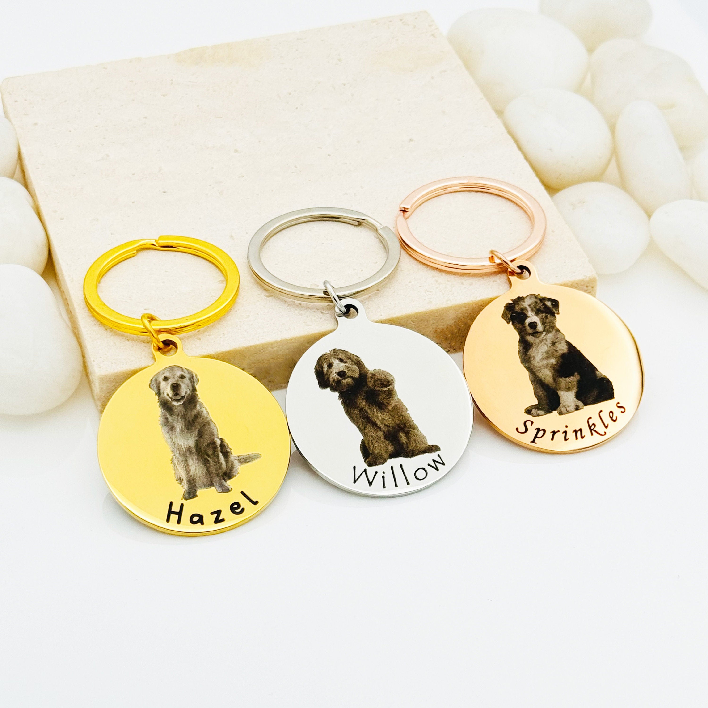 Round Custom Picture Keychain • Pet Picture Keychain • Dog Picture Keychains • Cat Keychains • Custom Engrave