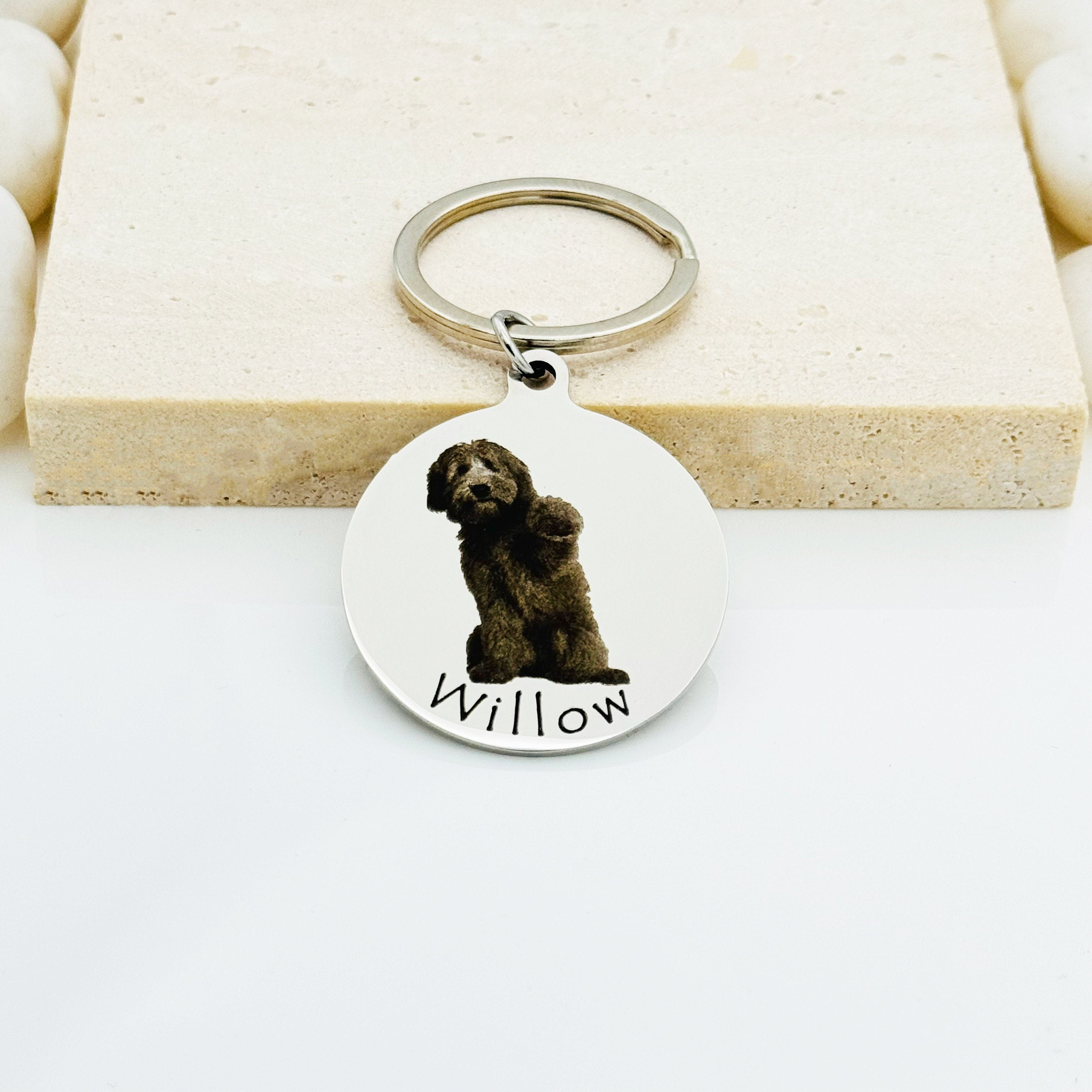 Round Custom Picture Keychain • Pet Picture Keychain • Dog Picture Keychains • Cat Keychains • Custom Engrave