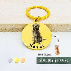 Round Custom Picture Keychain • Pet Picture Keychain • Dog Picture Keychains • Cat Keychains • Custom Engrave